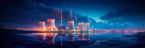 Premium Ai Image Nuclear Power Plant At Night Illuminated At Night