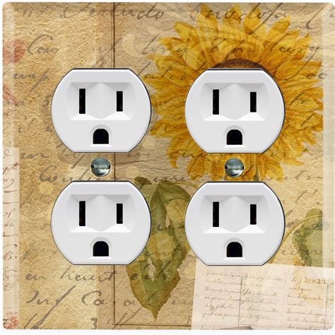 WorldAcc Copper Rust Patina Teal Print 2 Gang Duplex Outlet Standard