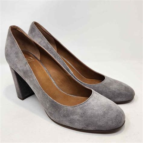 Franco Sarto Aziza Gray Suede Heels Pumps Women 8 M B Gem