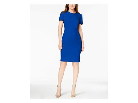 Calvin Klein Women S Seamed Scuba Crepe Sheath Dress Blue Size 8