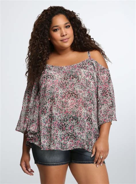 Torrid Floral Flowy Cold Shoulder Top Plus Size Fashion Plus Size