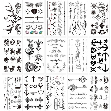 Buy GlaryyearsFake Tiny Temporary Tattoo 20 Pack Black Sketch Ink Line