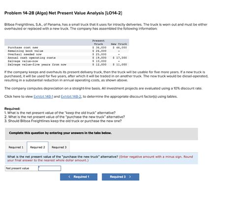 Solved Problem Algo Net Present Value Analysis Chegg