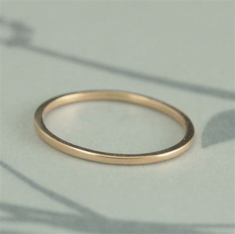 Thin Gold Wedding Band 18K Gold Ring Thin Wedding Ring Flat Gold Band ...