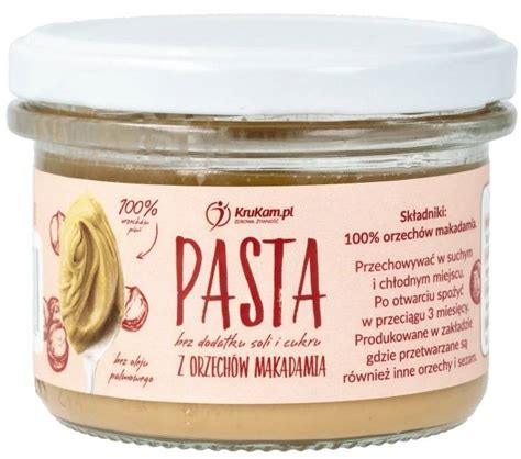 Pasta Z Orzech W Makadamia Naturalna Mas O Orzechowe Bez Cukru G