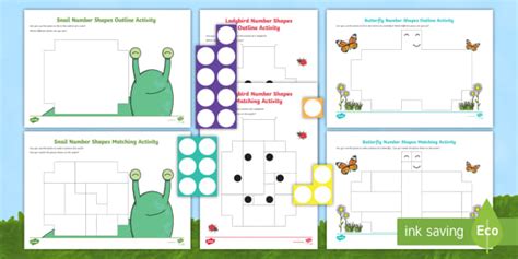 Minibeast Themed Number Shape Matching And Outlines Activity Pack