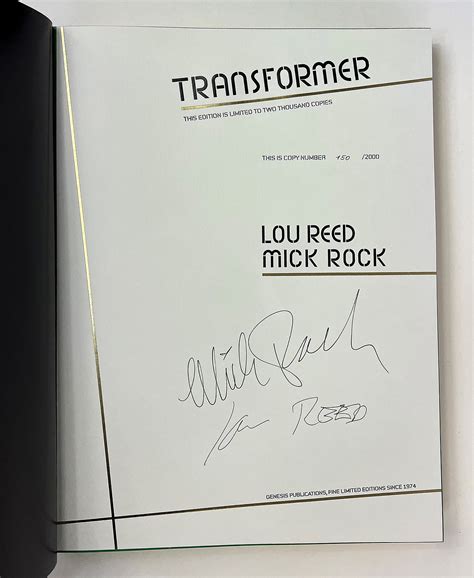 Transformer By Reed Lou Rock Mick Signed By Author S