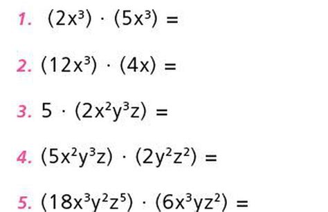 Ejemplos De Multiplicacion De Monomios