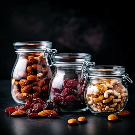 Frutas Secas Y Nueces En Un Frasco De Vidrio Bocadillos Saludables