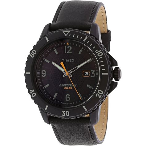 Timex Timex Men S Expedition Gallatin Solar Tw B Black Leather