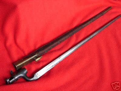 Old triangular bayonet w/ leather scabbard sword knife | #21475042