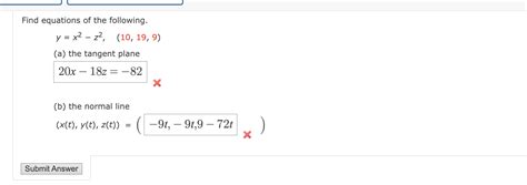 Solved Find Equations Of The Following Yx2−z210199
