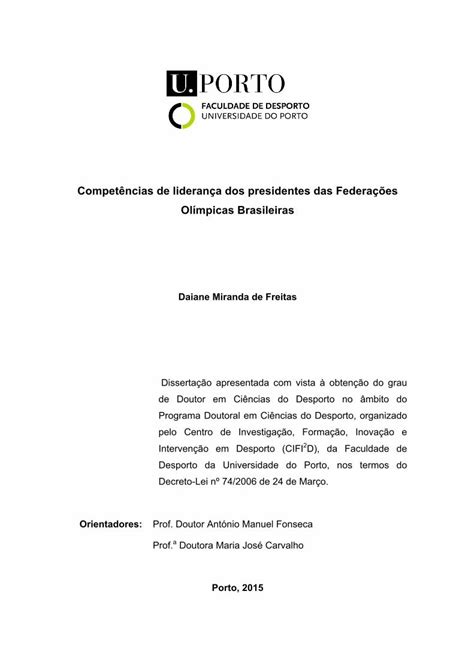 Pdf Compet Ncias De Lideran A Dos Presidentes Das Federa Es