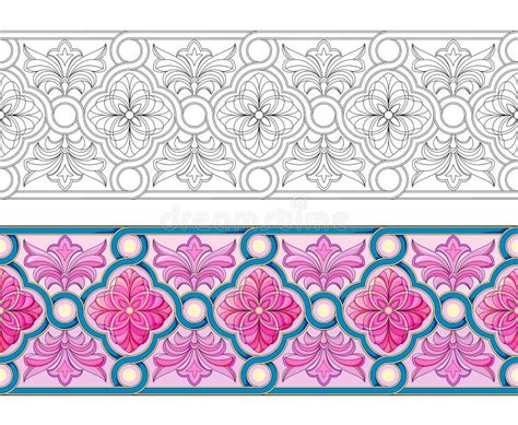 Baroque Ornament Ribbon Classic Geometric Design Seamless Pattern Color And Black And White