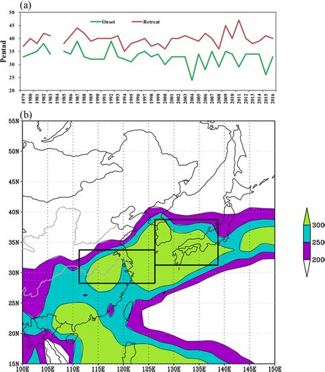 A Onset And Retreat Dates Of East Asian Meiyu Period 15 January Is