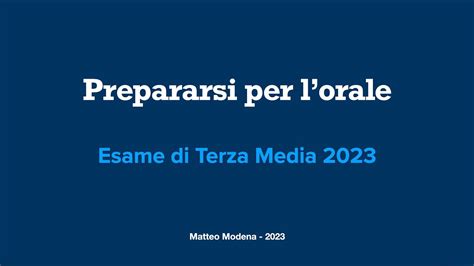 Esame Terza Media 2023 Prepararsi Per L Orale YouTube