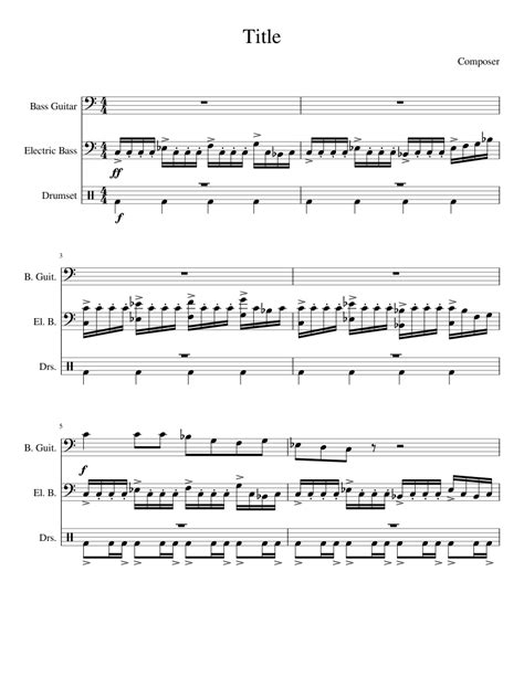 Basses Sheet Music For Bass Guitar Drum Group Mixed Trio