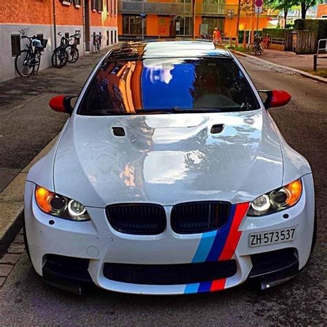 Bmw E92 M3 White With M Stripe Bmw Cars Bmw Bmw M3