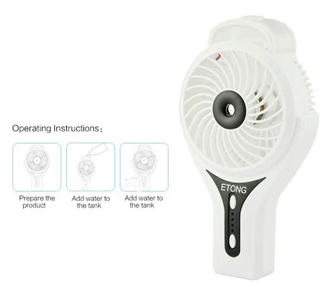 ETONG Portable Handheld USB Misting Fan Personal Cooling Mist