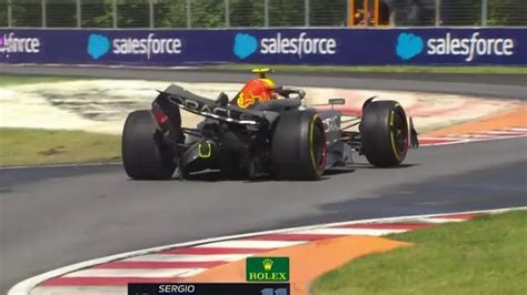 Checo Pérez choca solo en el Gran Premio de Canadá para abandonar