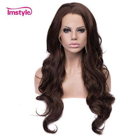 Imstyle Dark Brown Synthetic Lace Front Wig Long Wavy Wigs For Women