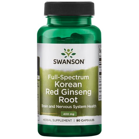 Swanson Full Spectrum Korean Red Ginseng Root Capsules 400 Mg 90