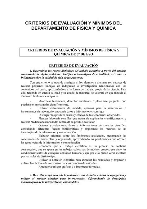 PDF CRITERIOS DE EVALUACIÓN Y MÍNIMOS DEL DEPARTAMENTO DE vida