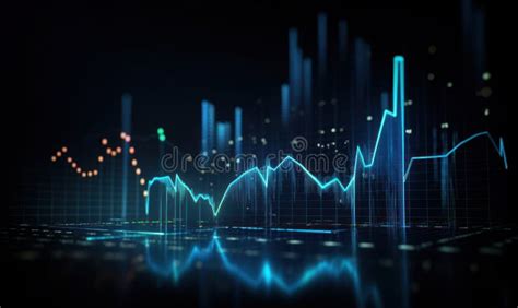 Abstract Glowing Business Chart On Dark Background Finance And Trade