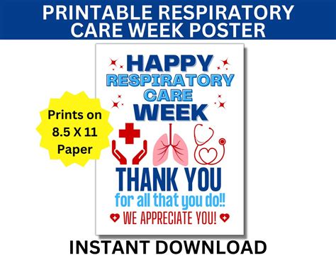 Respiratory Care Week Printable Poster Happy Respiratory Therapist