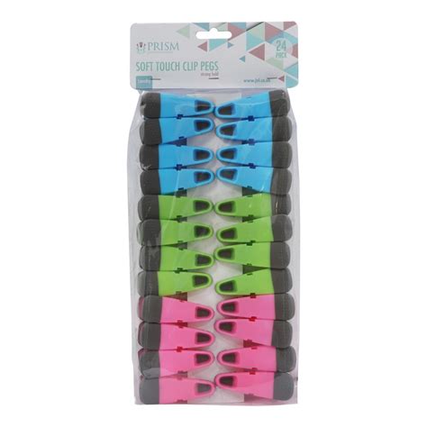 Prism Soft Touch Clip Pegs 24 Pack Jvl Homeware Solutions