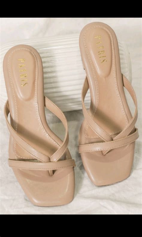 Heels Tahu Nude Block Heels Cm Fesyen Wanita Sepatu Di Carousell