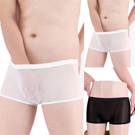 Roupa Íntima Bulge Calcinha De Cintura Média Bolsa Transparente Sexy