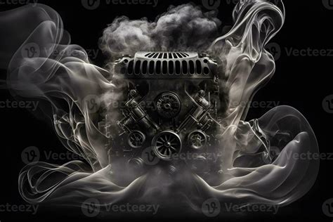 Modern Car Engine On Deep Solid Black Background Neural Network Generated Art 29614526 Stock