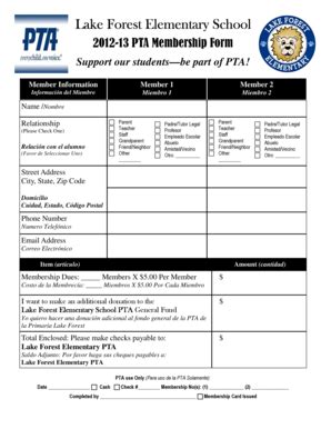 Fillable Online School Fultonschools Pta Membership Form Read Only