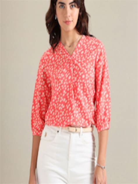 Buy U S Polo Assn Women Floral Printed V Neck Puff Sleeves Casual Top