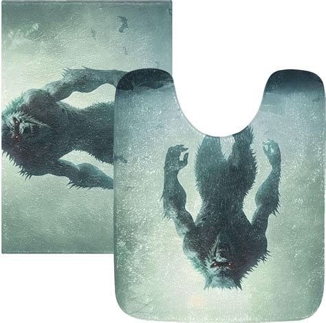 Skysonic Toiletry Mat Werewolf In Mist Print Fluffy Plush Absorbent