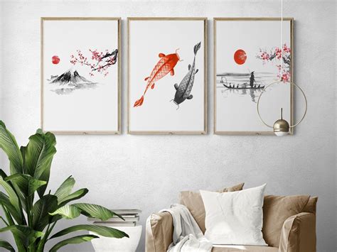 Japanese Wall Art Set Of Wall Art Traditional Sumi E Art Gallery Wall