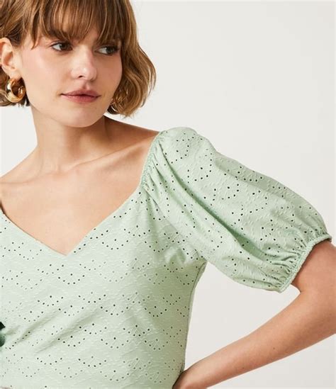 Blusa Em Laise Manga Bufante Verde