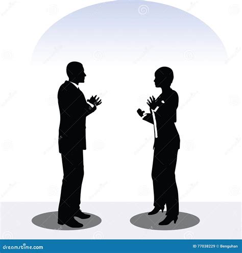 Man And Woman Silhouette In Meeting Pose Stock Vector Illustration Of