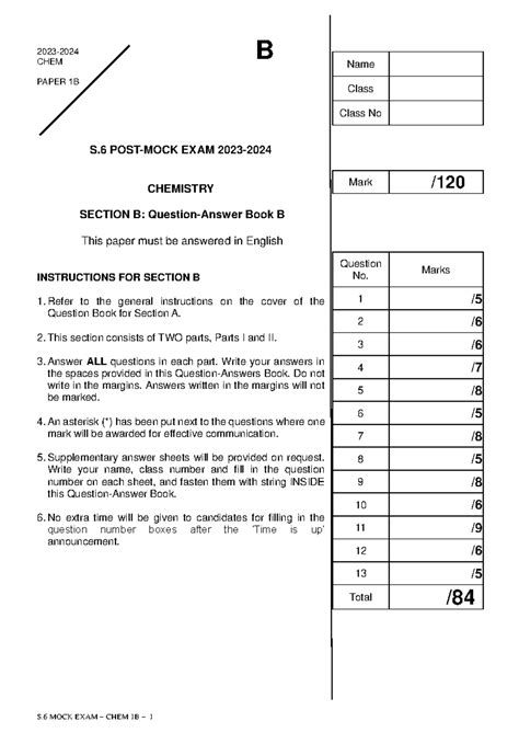 F Che Post Mock Exam Paper B Convention Question