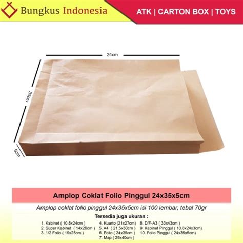 Jual Amplop Coklat Folio Pinggul 24x35x5cm Jakarta Barat Bungkus