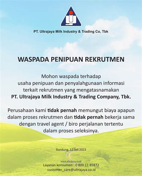 P T ULTRAJAYA MILK INDUSTRY TRADING COMPANY TBK News Waspada