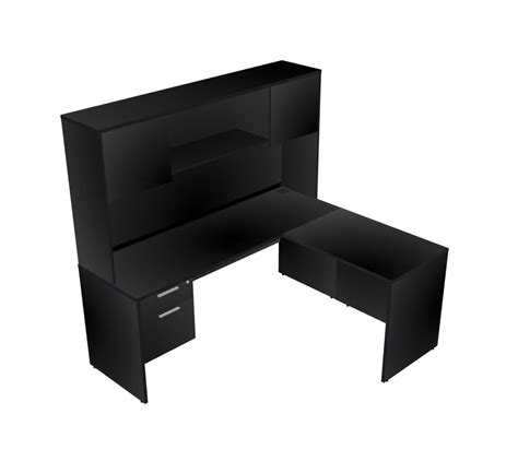 L-shaped Office Desk + Hutch + Hanging Drawers - Officestock