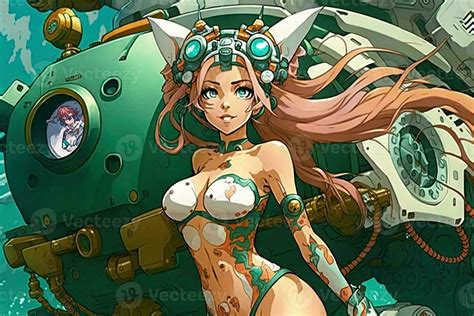 Mermaid robot, manga style illustration 23958821 Stock Photo at Vecteezy