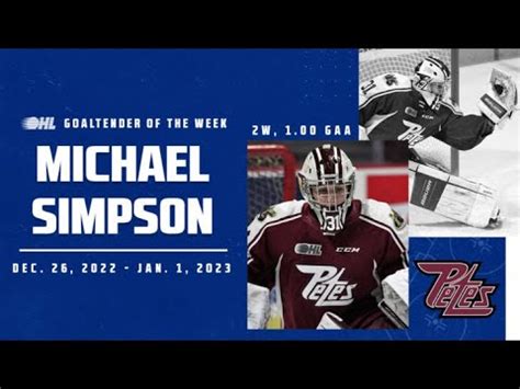 Petes Michael Simpson Named Ohl Goaltender Of The Week Youtube