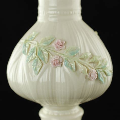 Vintage Belleek Irish Porcelain Vase With Applied Floral Etsy