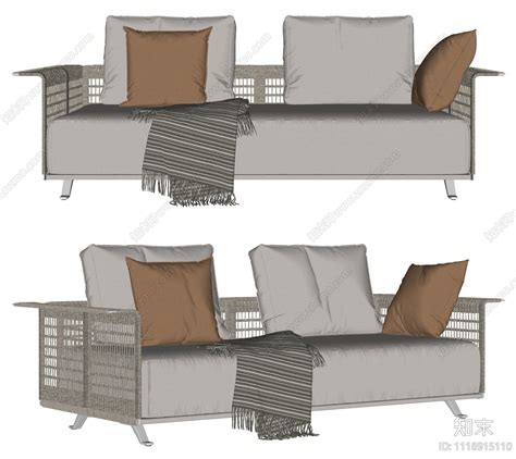 Solaria现代藤编户外沙发su模型下载【id1118915110】知末su模型网