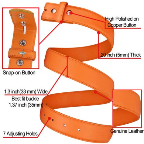 Falari Replacement Genuine Leather Dress Belt Strap Without Buckle 33mm