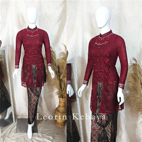 Jual Setelan Kebaya Tunik Kutubaru Shanghai Bahan Brokat Full Payet Dan