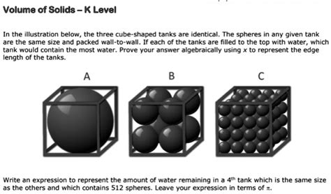 SOLVED Volume Of Solids K Level In The Illustration Below The Three